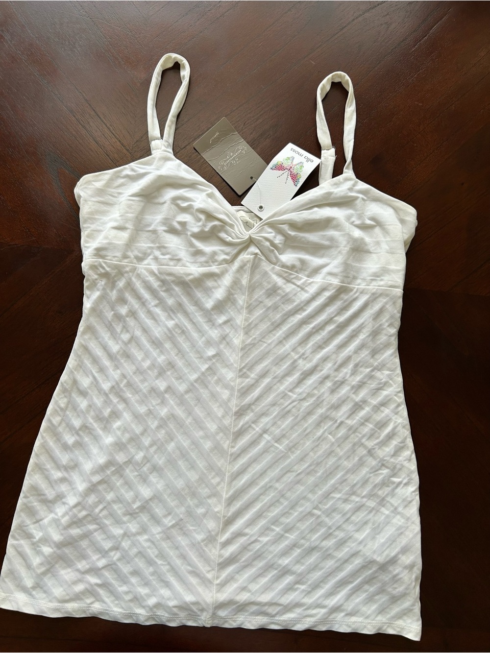 New anthropologie Ella Moss White Twist-Front Sleep Cami size L